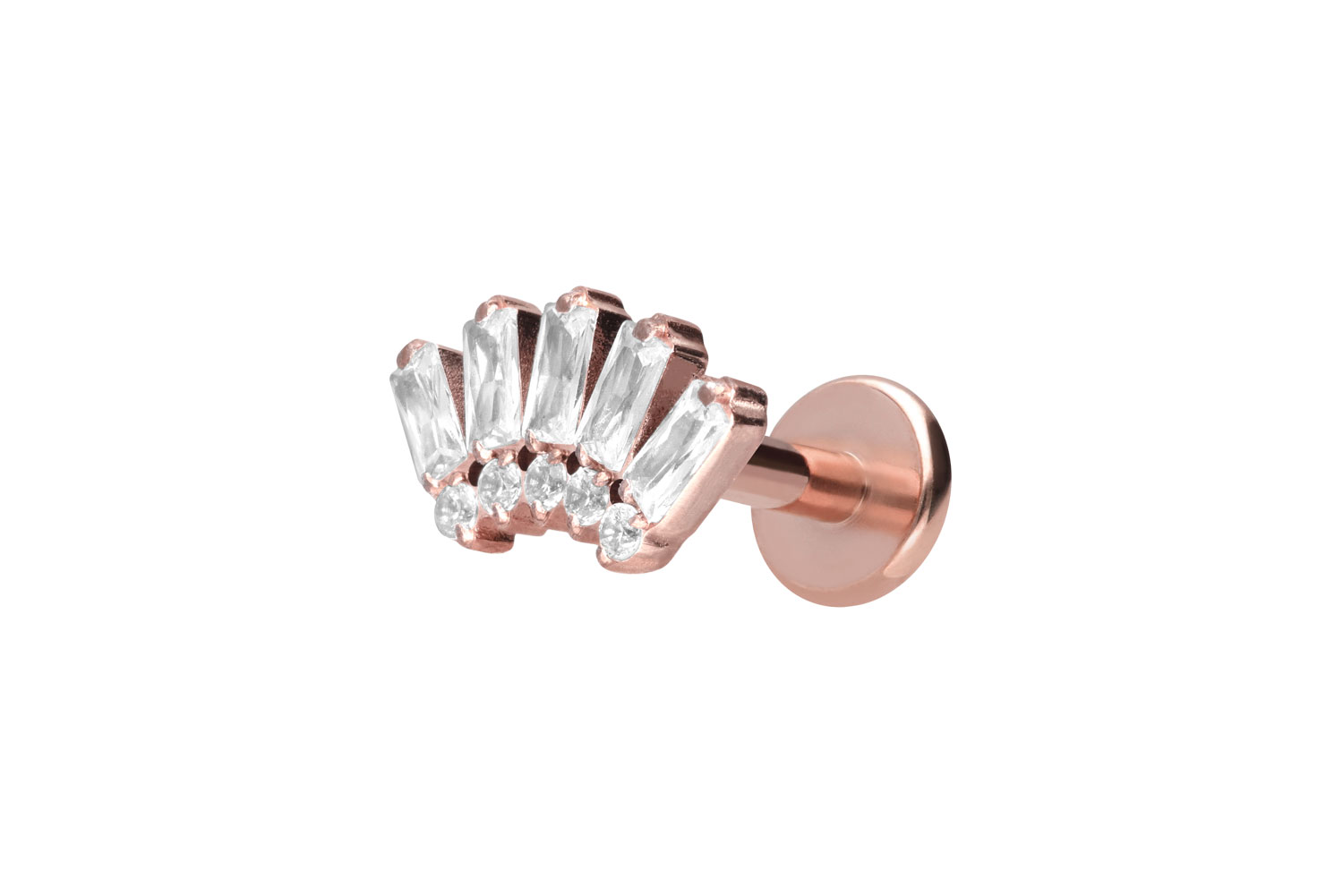 Titan Labret Piercing mit Innengewinde 10 EINGEFASSTE KRISTALLE